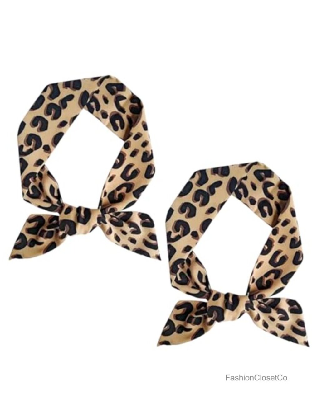 2 Pcs Polyester Leopard Neck Tie Scarf Hairband Purse Scarf